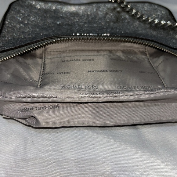 Michael Kors Mini Silver Metallic Pouchette Bag - Picture 8 of 11